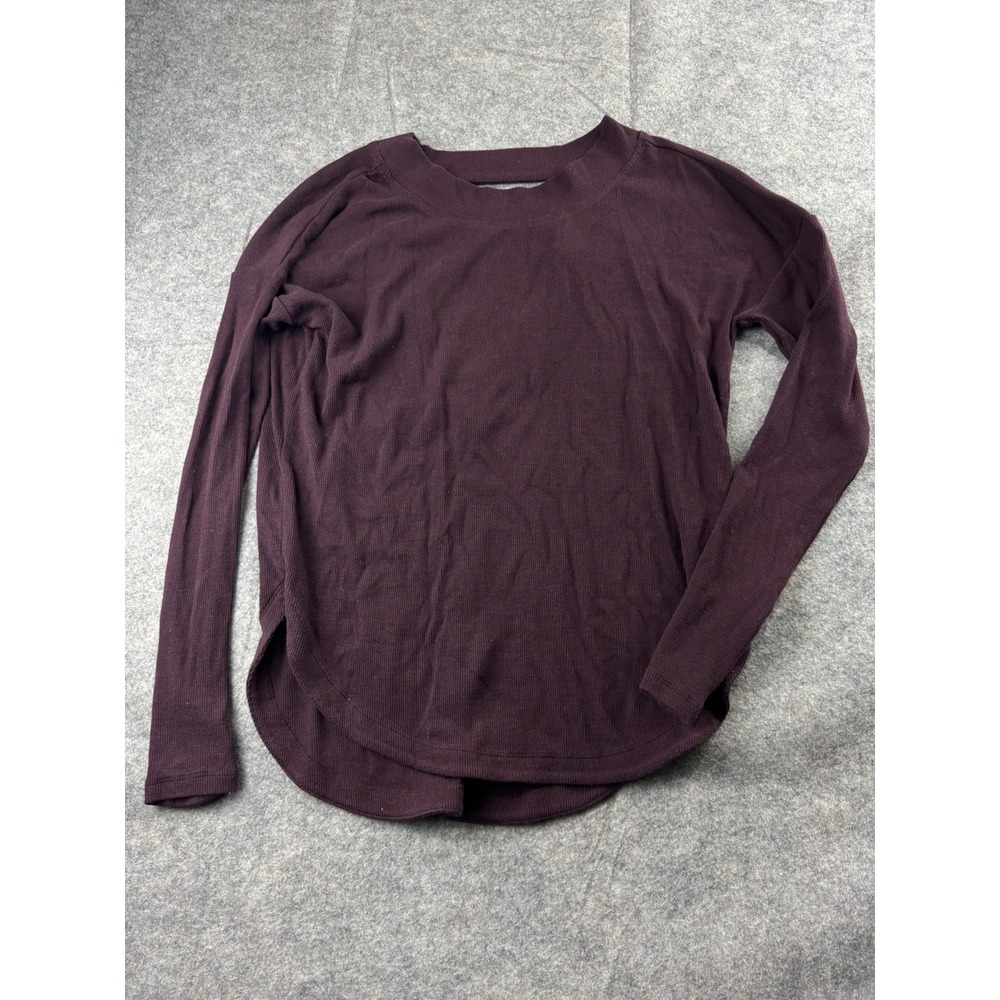 Athleta‎ Burgundy Top Long Sleeve Ribbed Open Back Tunic Athleisure Women's XS